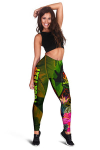 Tuvalu Polynesian Personalised Women's Leggings - Hibiscus and Banana Leaves - Polynesian Pride