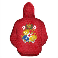 Tonga Zip up Hoodie Tonga Flag COat of Arms Patern - Polynesian Pride