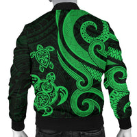 American Samoa Men's Bomber Jacket - Green Tentacle Turtle - Polynesian Pride