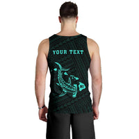 Hawaii Kakau Polynesian Hammerhead Shark Personalized Men's Tank Top - Turquoise - Polynesian Pride