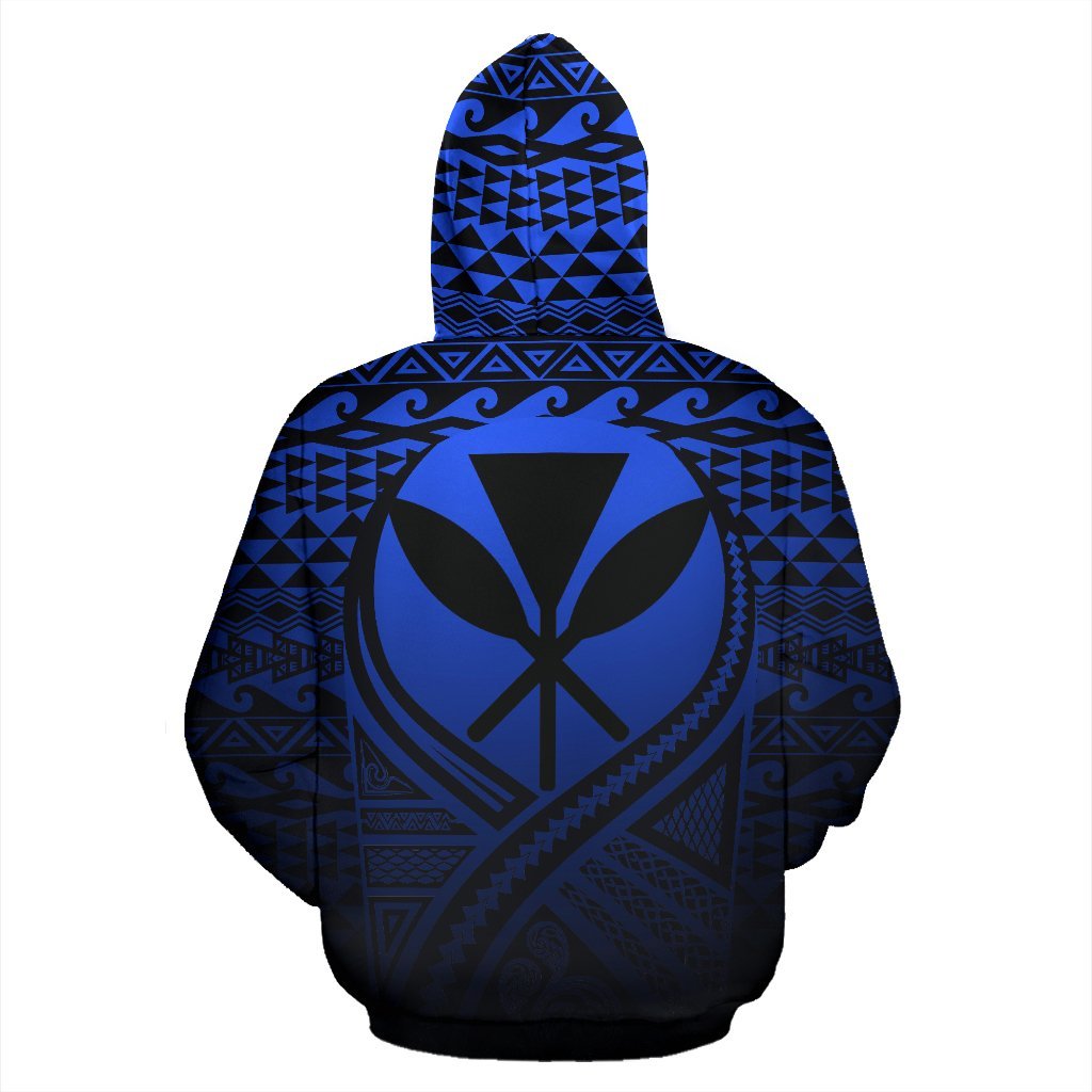 Kanaka Maoli All Over Hoodie Lift up Blue - Polynesian Pride