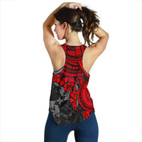 Tonga Polynesian Women's Racerback Tank - Red Turtle - Polynesian Pride