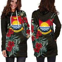 Kiribati Hoodie Dress - Kiribati Coat Of Arms Hibiscus - Polynesian Pride