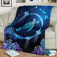 Hawaii Tutle Jellyfish Coral Galaxy Premium Blanket - Polynesian Pride
