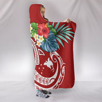 Papua New Guinea Polynesian Hooded Blanket - Summer Plumeria (Red) - Polynesian Pride