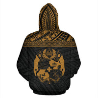 Tonga Polynesian All Over Hoodie Yellow Horizontal Style - Polynesian Pride
