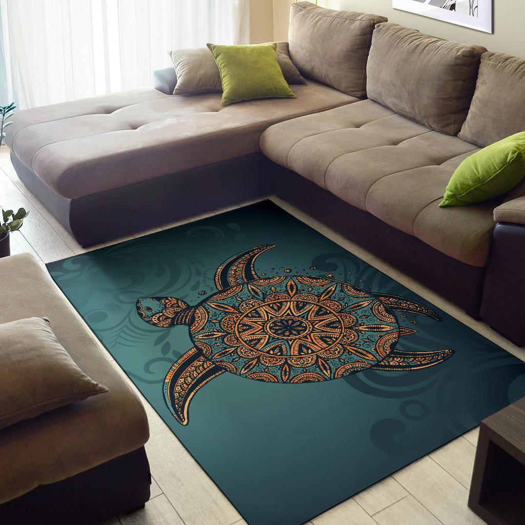 Turtle Flower Pattern Culture Area Rug AH - Polynesian Pride