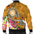 American Samoa Polynesian Men's Bomber Jacket - Turtle Plumeria (Gold) - Polynesian Pride