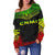 Northern Mariana Islands Polynesian Chief Women's Off Shoulder Sweater - Reggae Version - Polynesian Pride