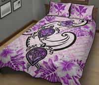 Hawaii Polynesian Plumeria Hibiscus Turtle Quilt Bed Set - AH - Jack Style - Pink - Polynesian Pride