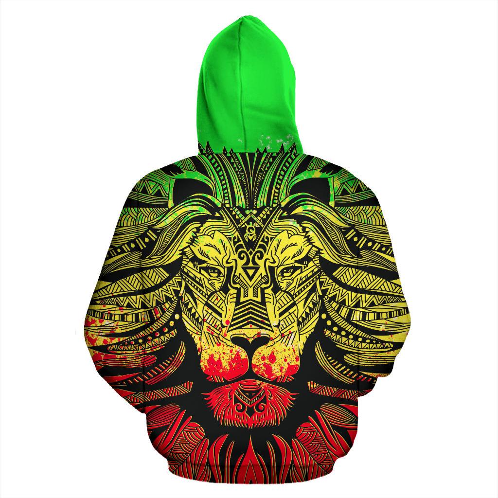 Lion Polynesian All Over Zip up Hoodie Reggae Style - Polynesian Pride