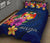 Tonga Polynesian Quilt Bed Set - Floral With Seal Blue - Polynesian Pride