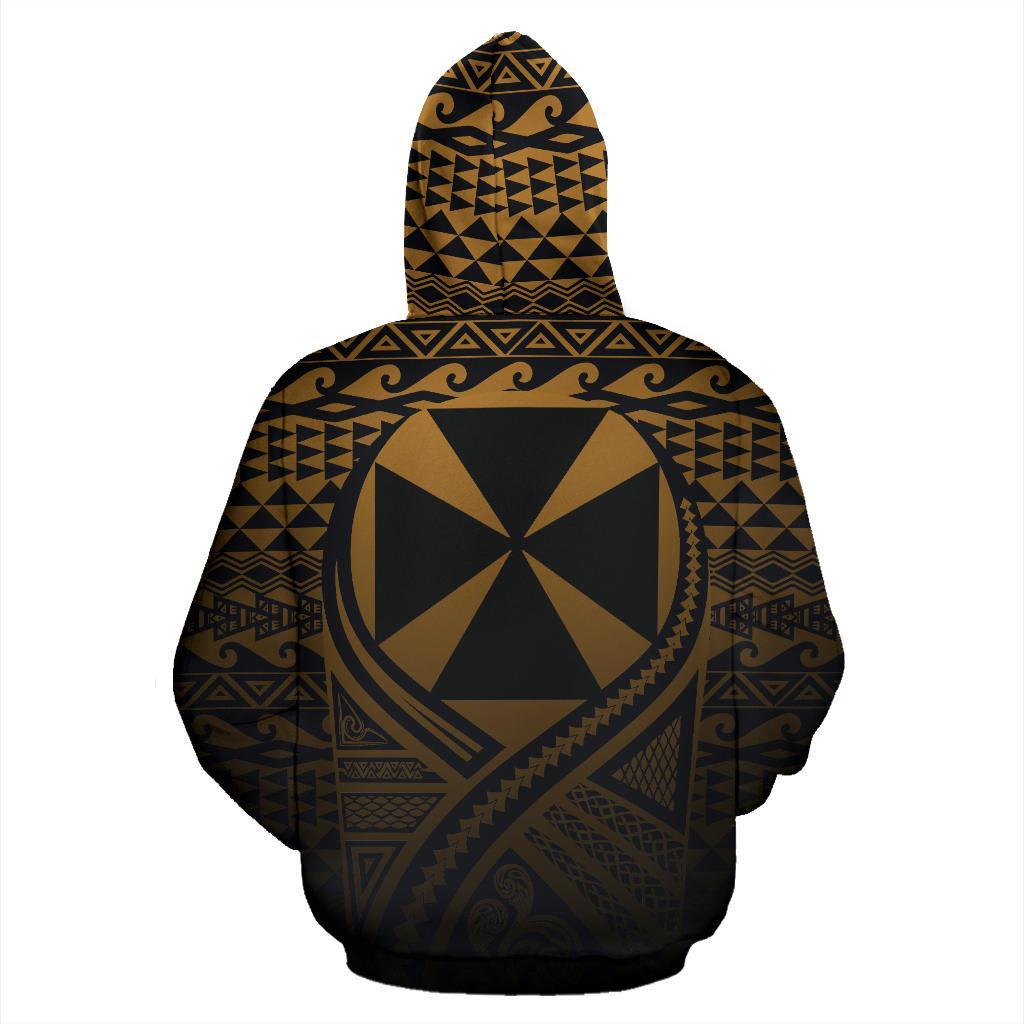 Wallis and Futuna All Over Zip up Hoodie Lift up Gold - Polynesian Pride