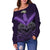 Maori Manaia New Zealand Off Shoulder Sweater Purple - Polynesian Pride