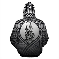 New Caledonia All Over Zip up Hoodie Lift up Black - Polynesian Pride