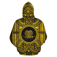 Papua New Guinea ll Over Hoodie Papua New Guinea Coat of rms Polynesian Gold Black - Polynesian Pride