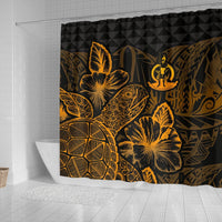 Vanuatu Shower Curtain Turtle Hibiscus Gold - Polynesian Pride