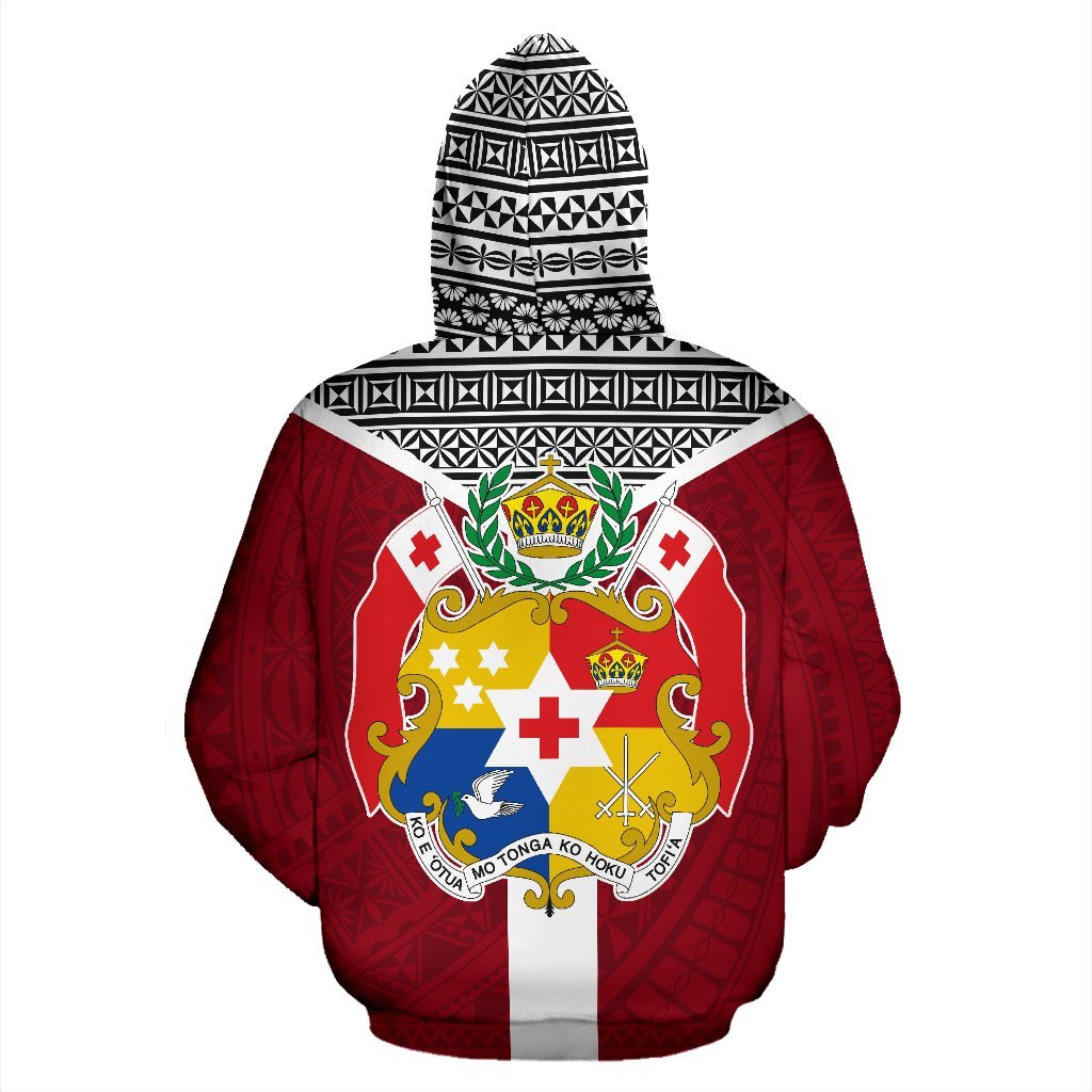 Tonga Tapa Hoodie Tonga Flag Coat of Arms Polynesian Tattoo - Polynesian Pride