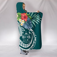 Fiji Polynesian Hooded Blanket - Summer Plumeria (Turquoise) - Polynesian Pride