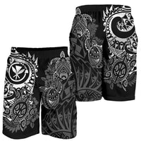 Polynesian Hawaii (Kanaka Maoli) Men's Short - White Turtle Hibiscus Flowing - Polynesian Pride