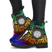 Northern Mariana Islands Leather Boots - Rainbow Polynesian Pattern - Polynesian Pride