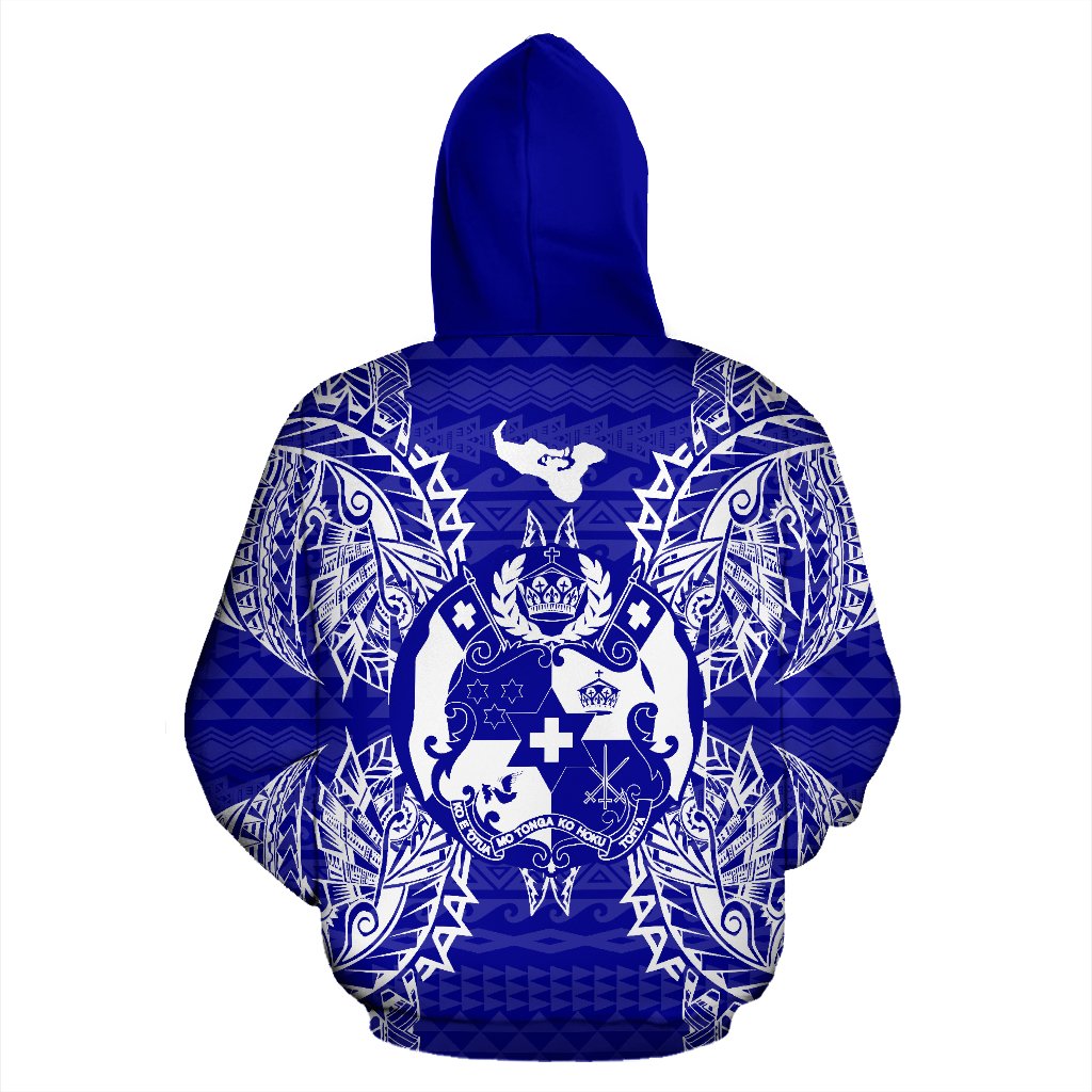 Tonga Polynesian All Over Zip up Hoodie Map Blue - Polynesian Pride
