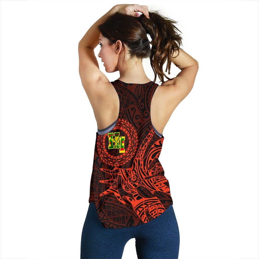 Hawaii Women's Racerback Tank Polynesian Kanaka Map Hawaiian Racerback - Orange - TT Style - Polynesian Pride