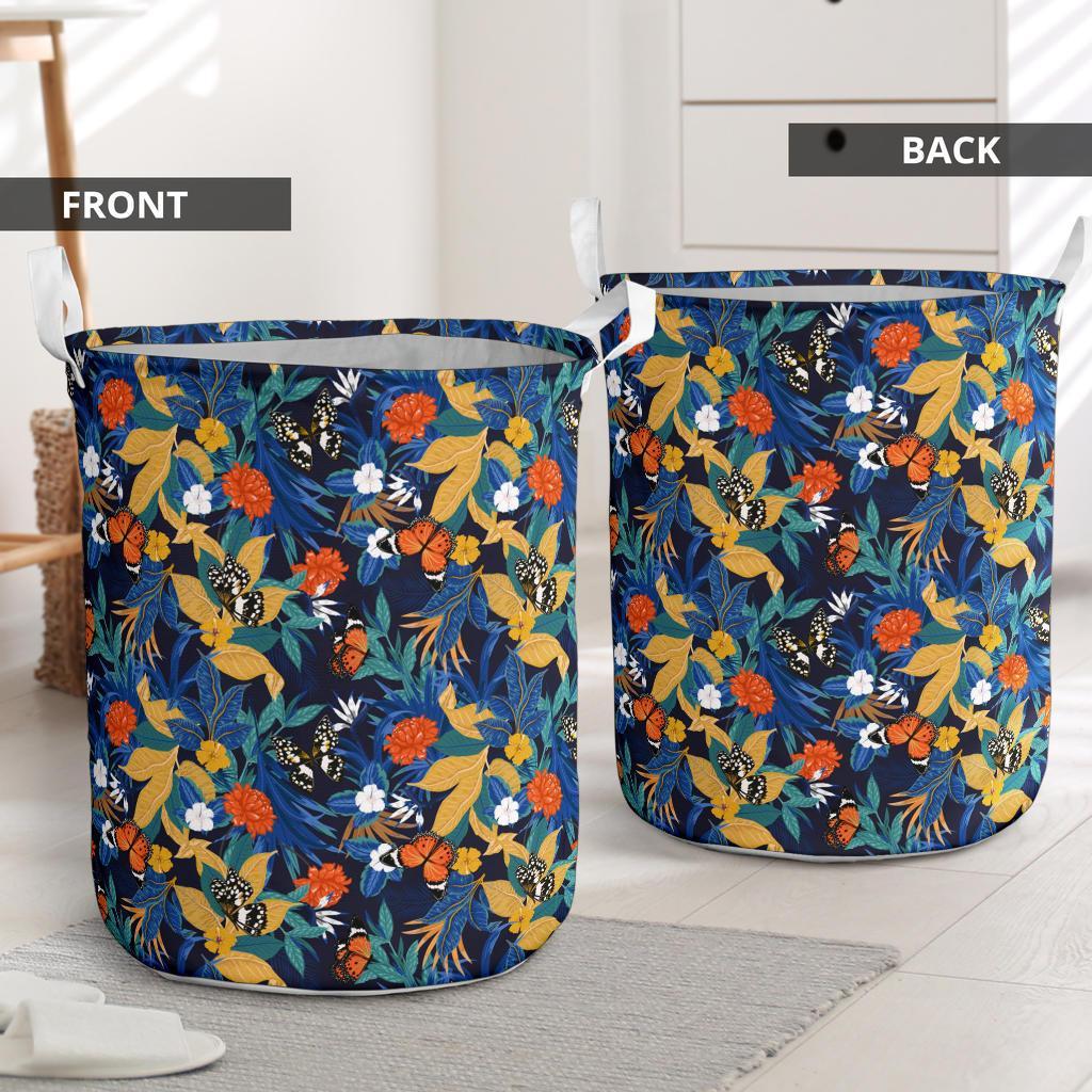Tropical Buttterfly And Flower Hawaii Laundry Basket - Polynesian Pride