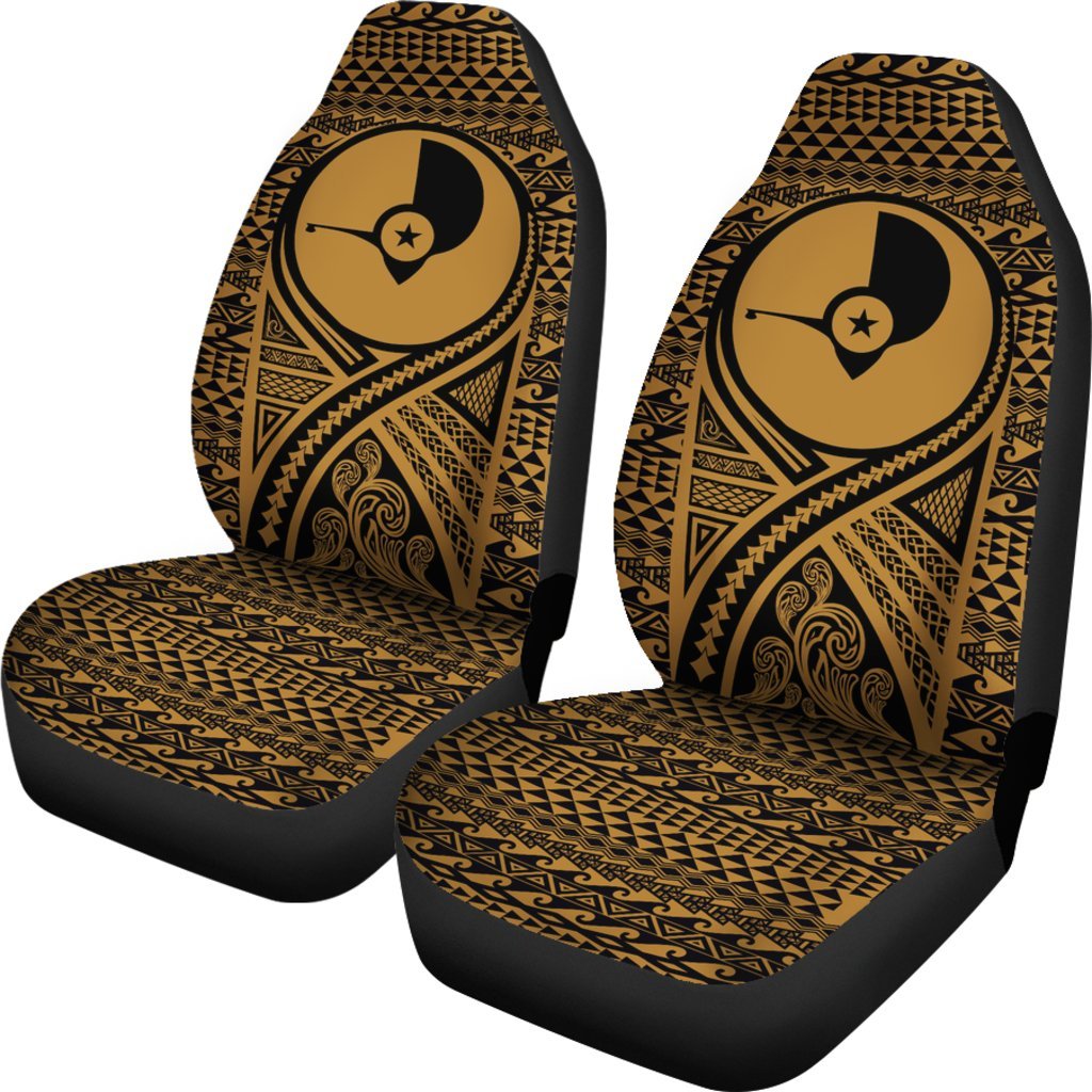 Yap Car Seat Cover - Yap Flag Polynesian Tattoo Gold - Polynesian Pride