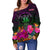 Niue Polynesian Women's Off Shoulder Sweater - Summer Hibiscus - Polynesian Pride