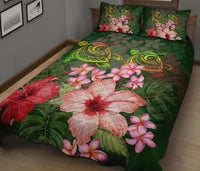Hawaii Turtle Tropical Flower Quilt Bed Set - Deni Style - AH - Polynesian Pride