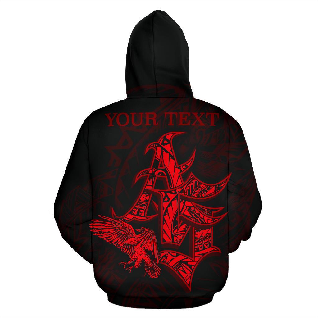 American Samoa Polynesian Custom Hoodie Eagle Coat of rms Red - Polynesian Pride