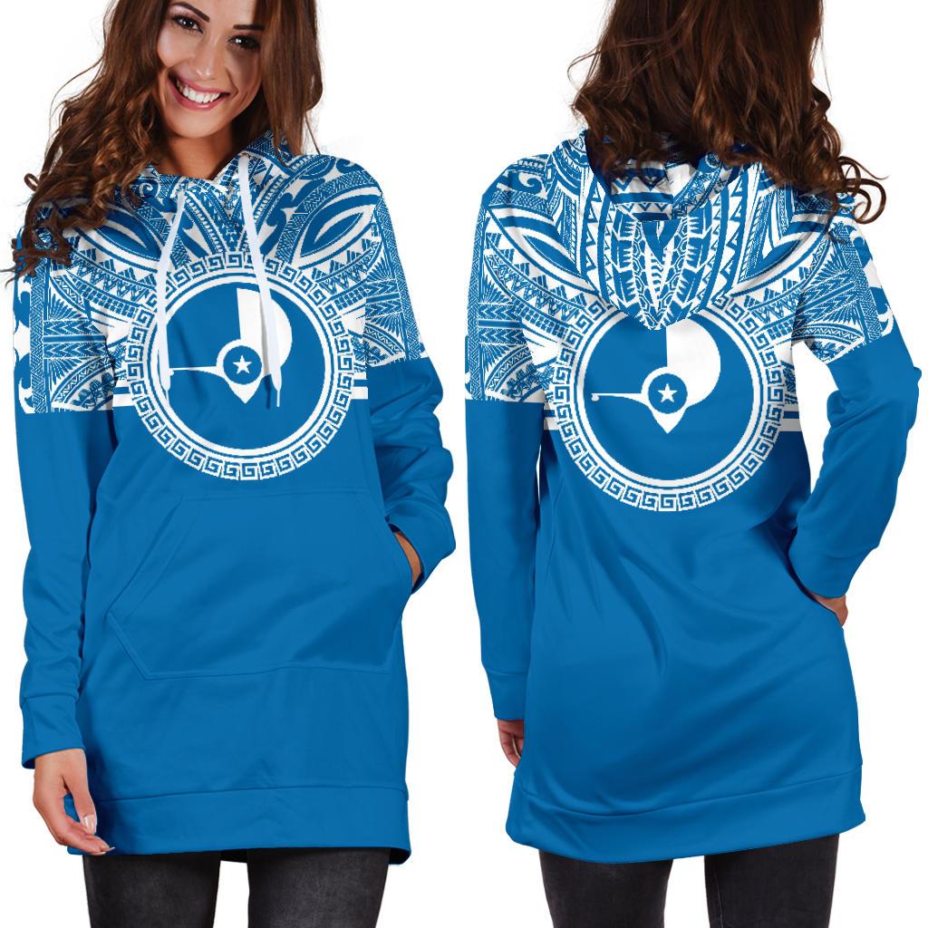 Yap Women Hoodie Dress - Yap Coat Of Arms Polynesian Flag Color - Polynesian Pride