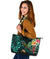 Tiki Polynesian Large Leather Tote Turtle Hibiscus - Polynesian Pride