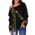 Hawaii Map Women's Off Shoulder Sweater - Turtle Style - Polynesian Pride