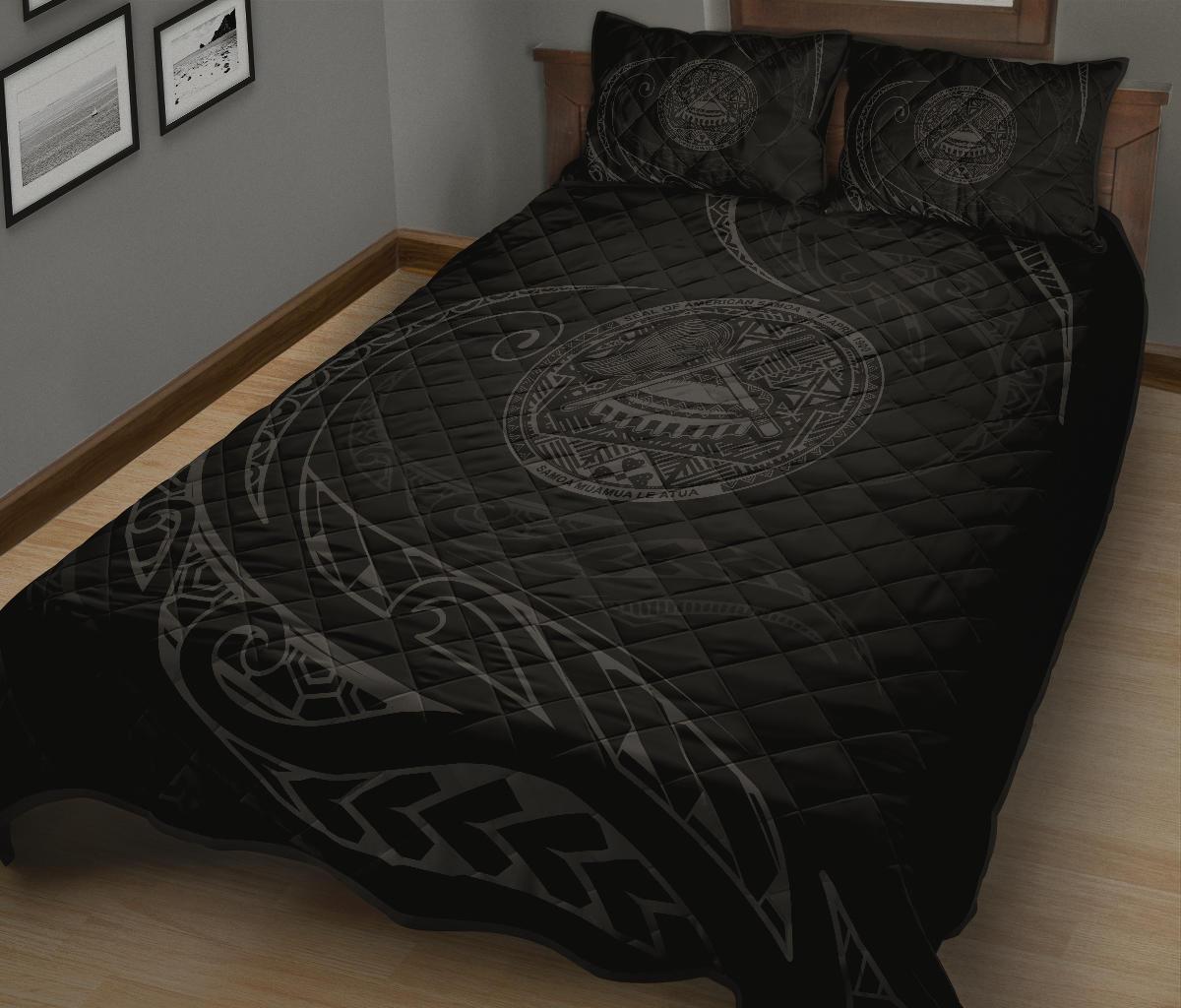 American Samoa Quilt Bed Set - Gray - Frida Style - Polynesian Pride