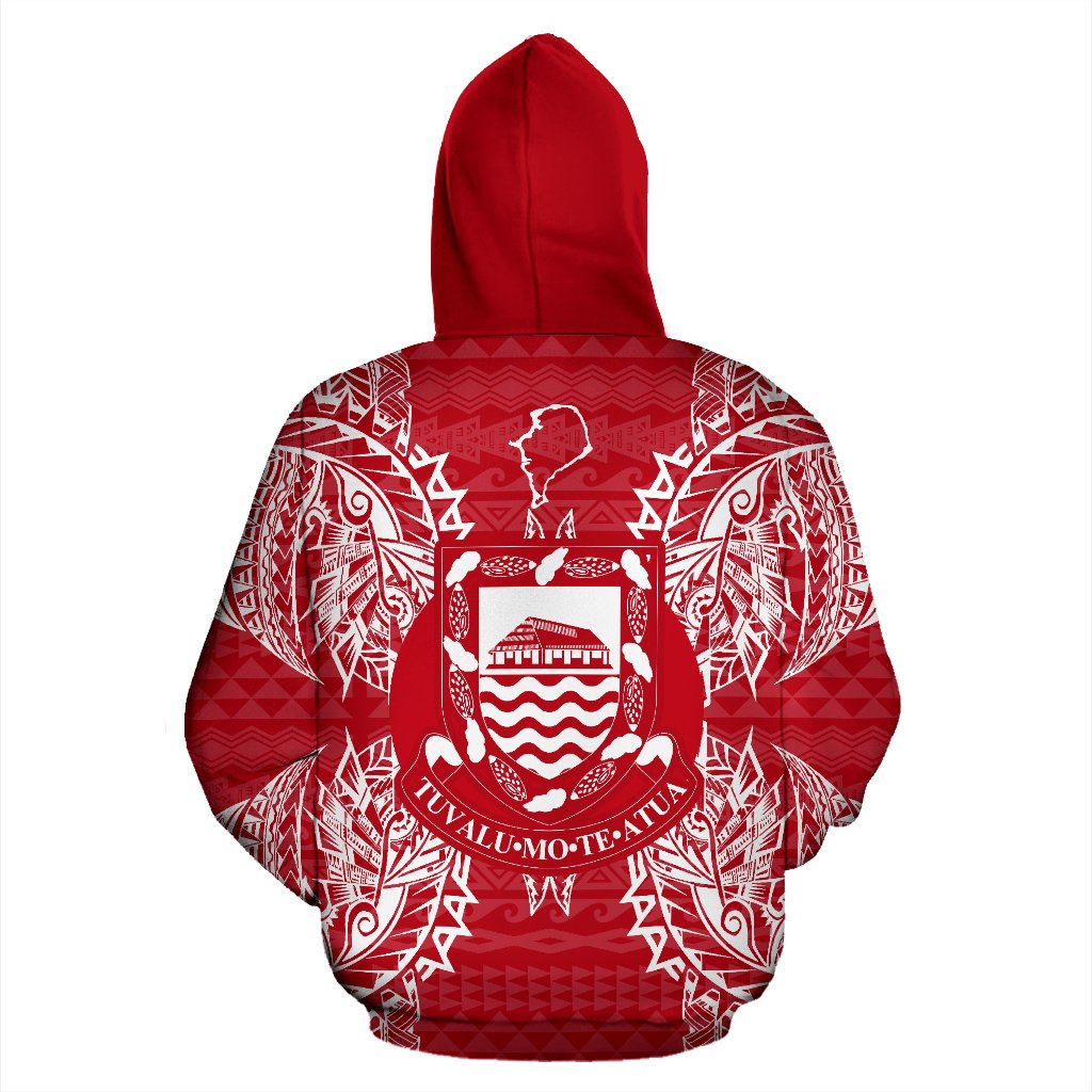 Tuvalu Polynesian All Over Zip up Hoodie Map Red White - Polynesian Pride