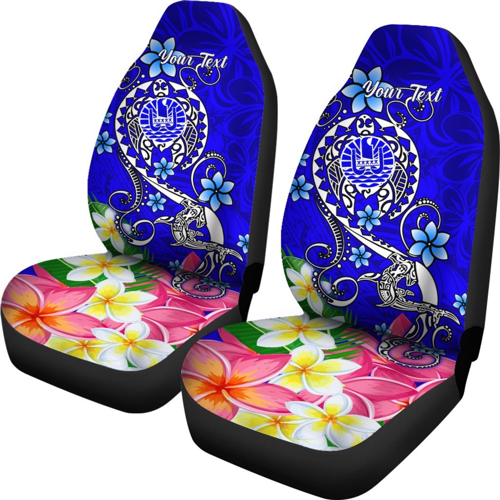 Tahiti Custom Personalised Car Seat Covers - Turtle Plumeria (Blue) - Polynesian Pride