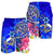 Polynesian Men's Shorts - Turtle Plumeria Blue Color - Polynesian Pride