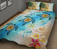 Hawaii Fresh Beach Turtle Plumeria Quilt Bed Set - AH - Brian Style - Polynesian Pride