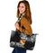 Mate Ma'a Tonga Rugby Large Leather Tote Polynesian Unique Vibes - Black - Polynesian Pride