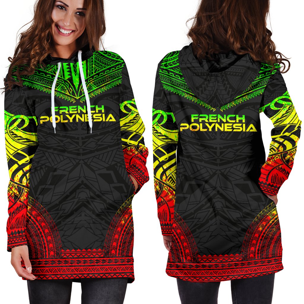 French Polynesia Women's Hoodie Dress - Polynesian Reggae Chief - Polynesian Pride