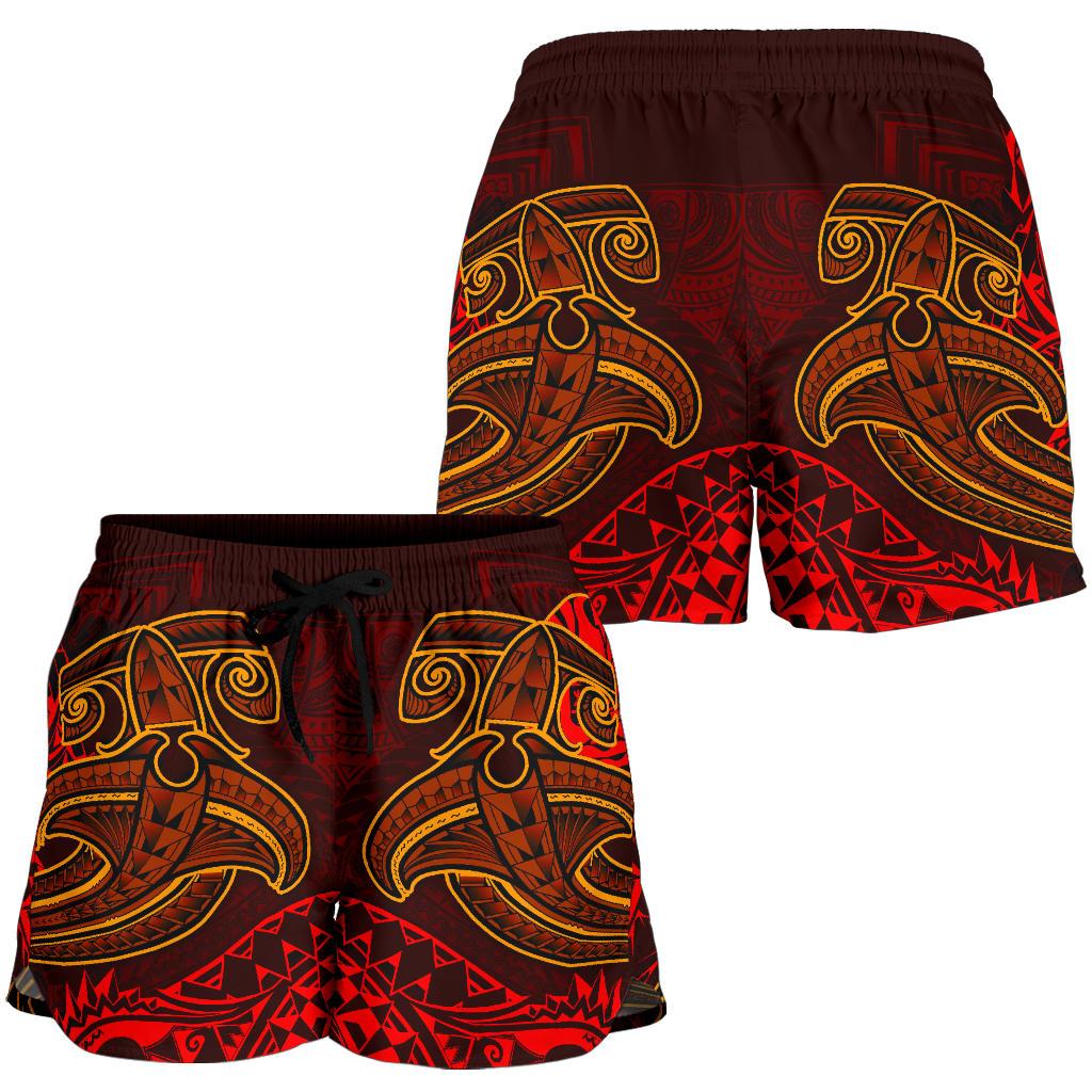 Tahiti Women's Shorts - Red Shark Polynesian Tattoo - Polynesian Pride