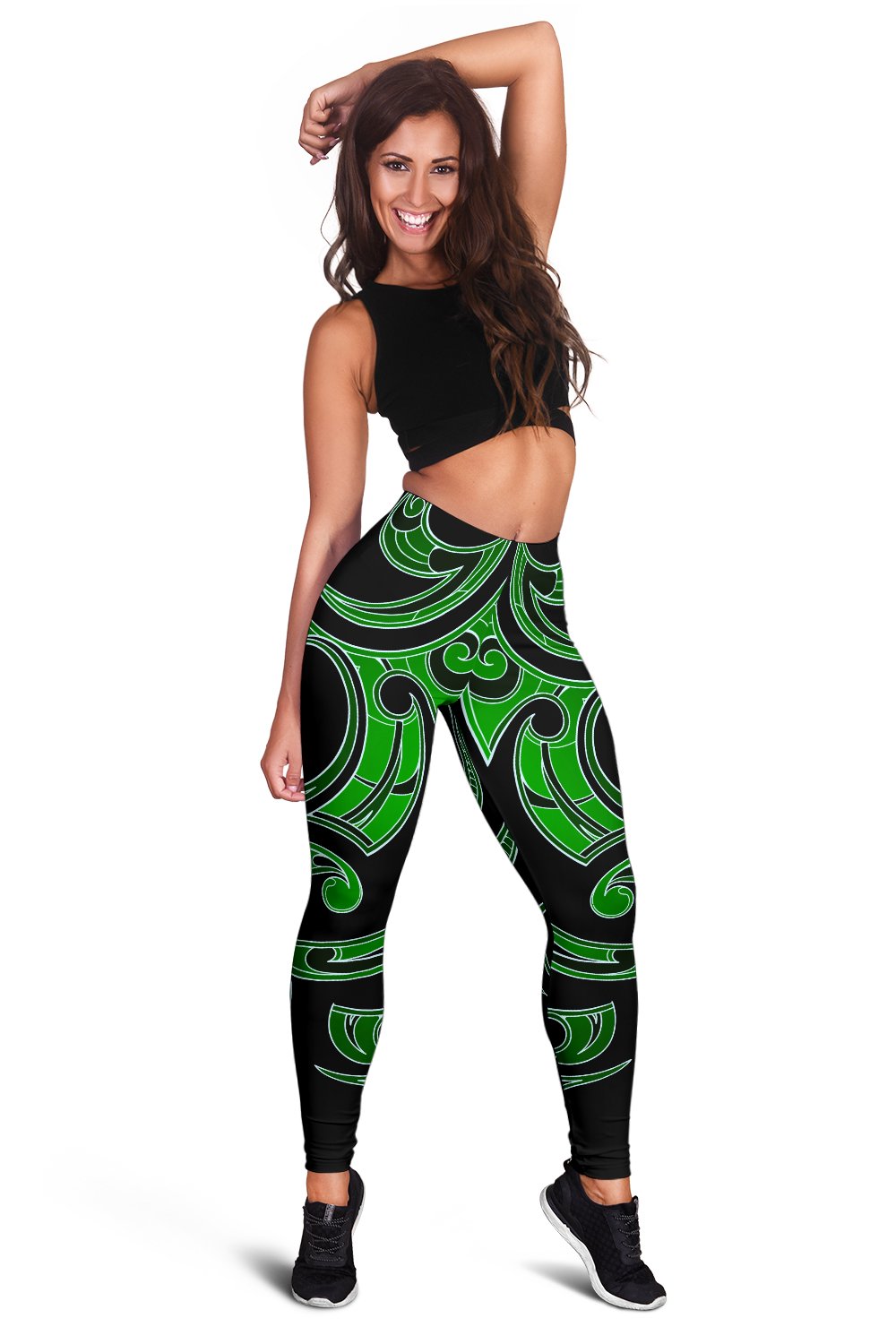 Hawaii Tribal Polynesian Women's Leggings - Green - Juno Style - AH - Polynesian Pride