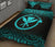 Hawaii Quilt Bed Set - Kanaka Maoli Polynesian Tattoo Black Fog Style Torquoise Version - Polynesian Pride