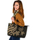 Tahiti Polynesian Large Leather Tote Bag - Gold Tentacle Turtle - Polynesian Pride