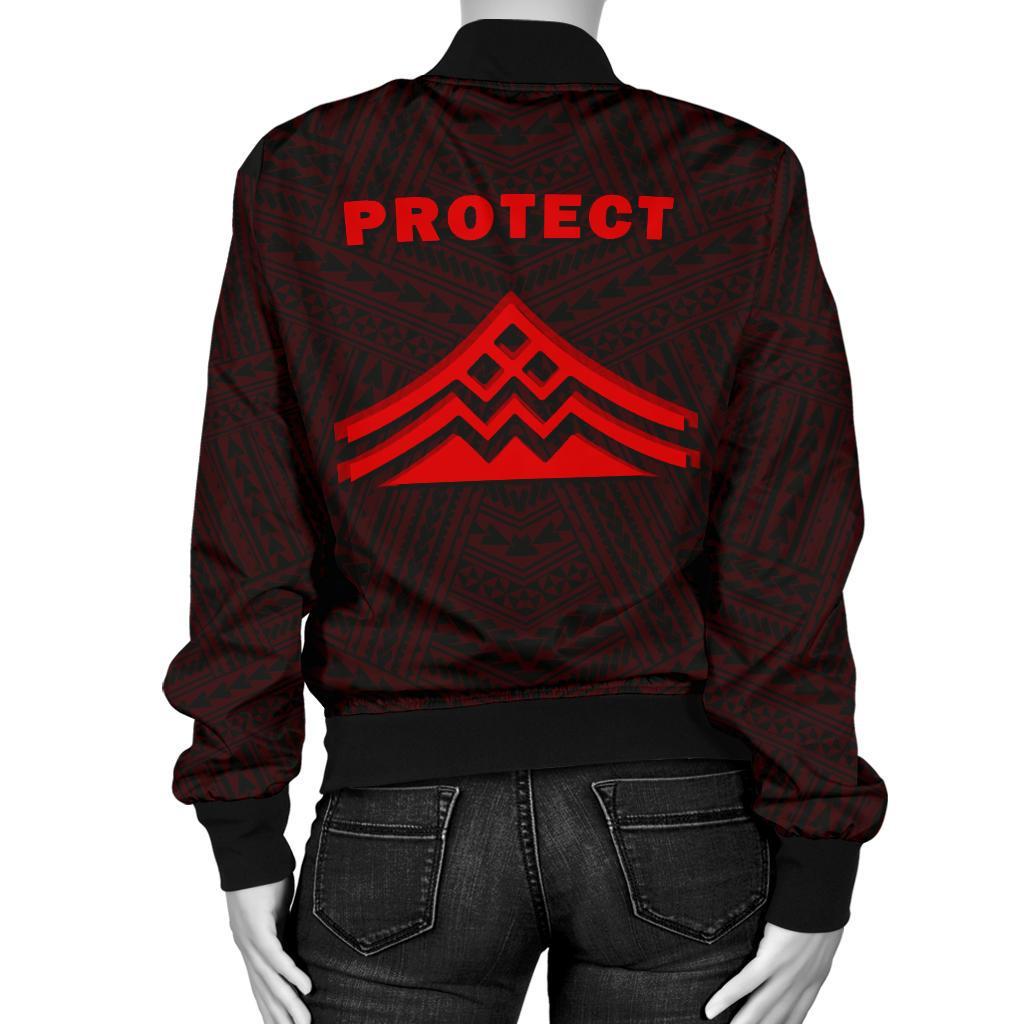 Hawaii Mauna Kea Polynesian Women's Bomber Jacket Red - Polynesian Pride