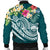 FSM Polynesian Men's Bomber Jacket - Summer Plumeria (Turquoise) - Polynesian Pride