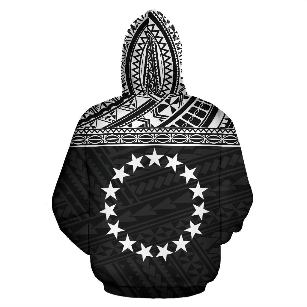 Cook Islands Polynesian Zip up Hoodie Horizontal Black - Polynesian Pride