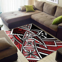 Kosrae Area Rug - Tribal Flower Special Pattern Red Color - Polynesian Pride